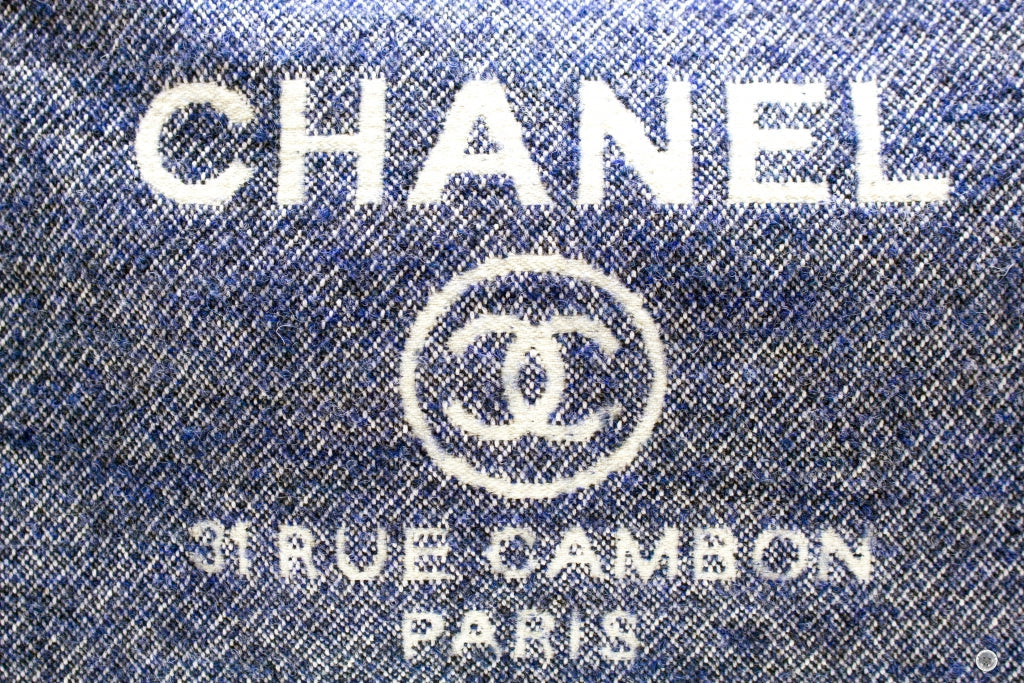 Chanel A B NE Deauville Shopping Tote Mixed Fibers Fabric Tote B Blue / NE Fabric Tote Bag Shw