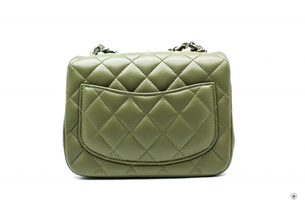 Chanel A Y Classic Mini Square Avocado / ND Lambskin CM Shoulder Bags Shw