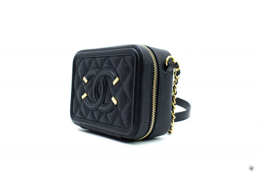 Chanel A84452 Y06542 CC Filigree Vanity Clutch With Chain Black   94305 Caviar Shoulder Bags Ghw