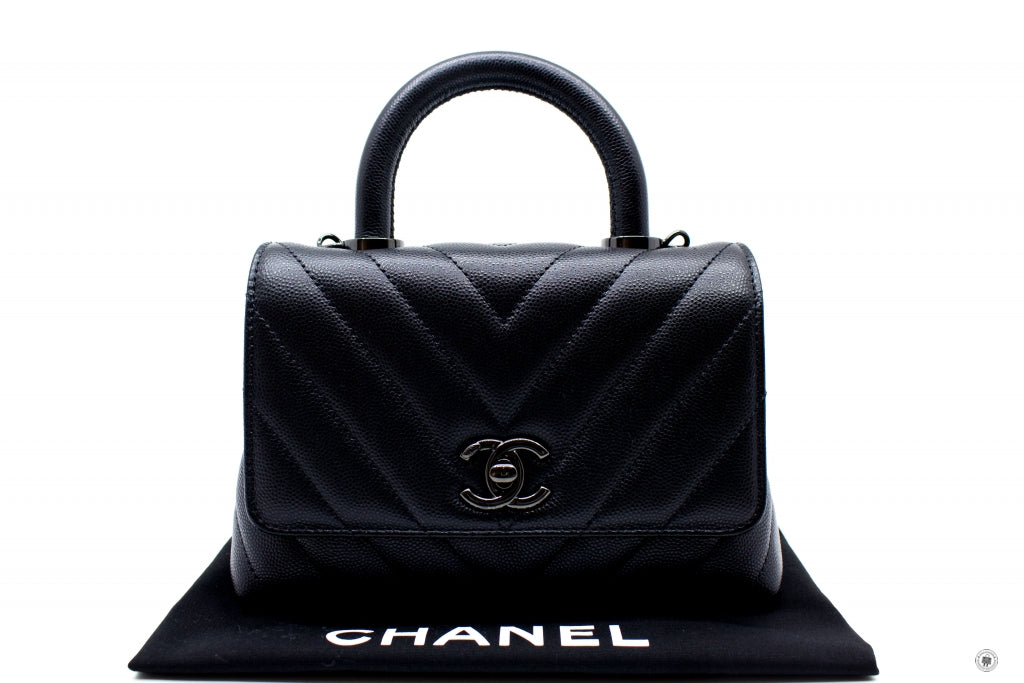 Chanel AS2215B06818 Mini Chervon Coco Flap Caviar Black   94305 Caviar Shoulder Bags Bkhw