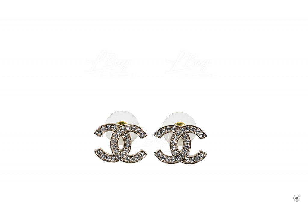Chanel AB B CC Logo With Crystals  Gold / NE Metal .CMX.CM Earrings