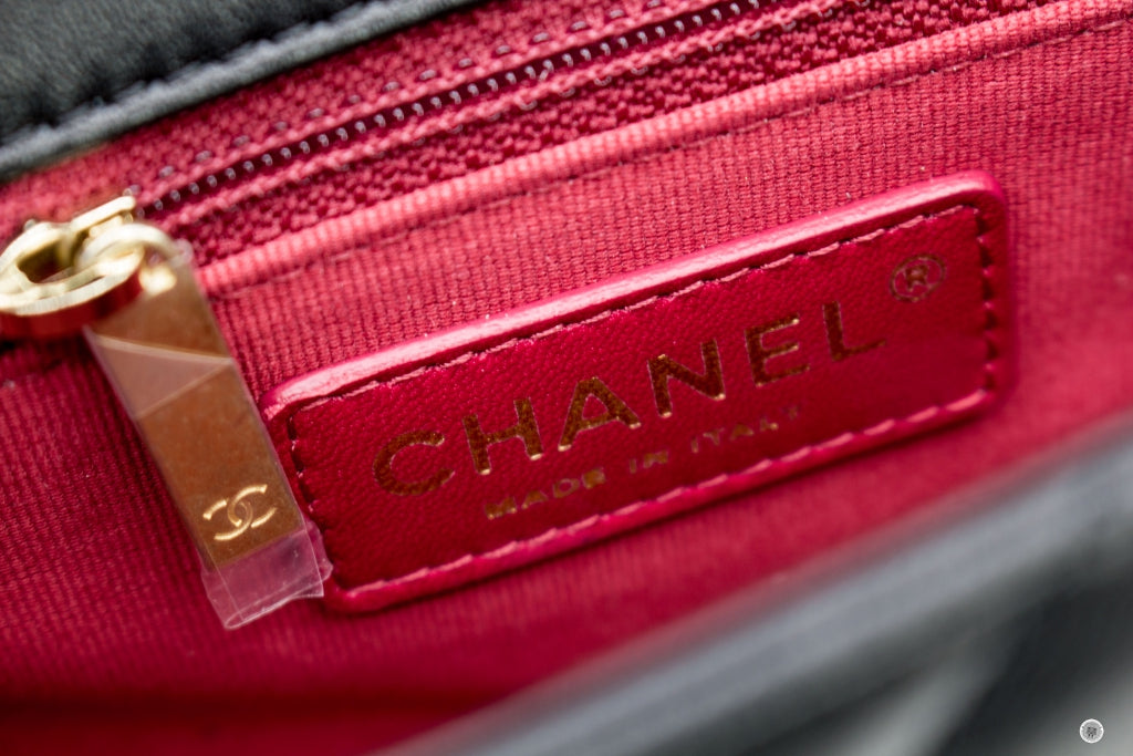 Chanel ASB Mini Flap Bag With Pearl Chain Version Black /  Calfskin CM Shoulder Bags Gbhw