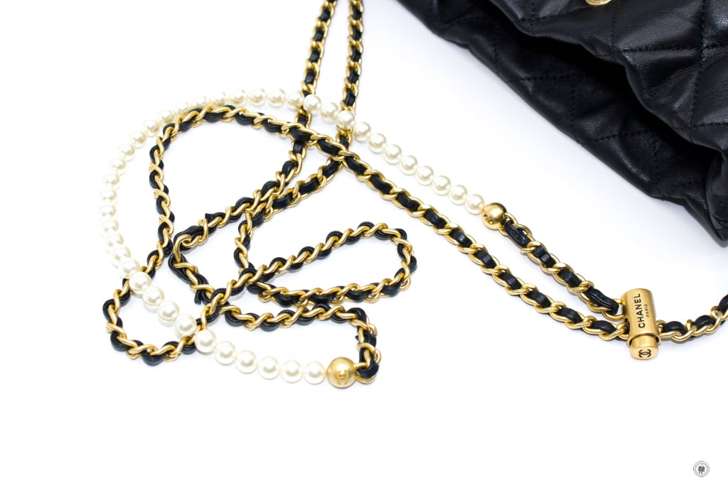 Chanel AS2859B06895 Bucket Bag With Imitation Pearls Black   94305 Lambskin Shoulder Bags Gbhw