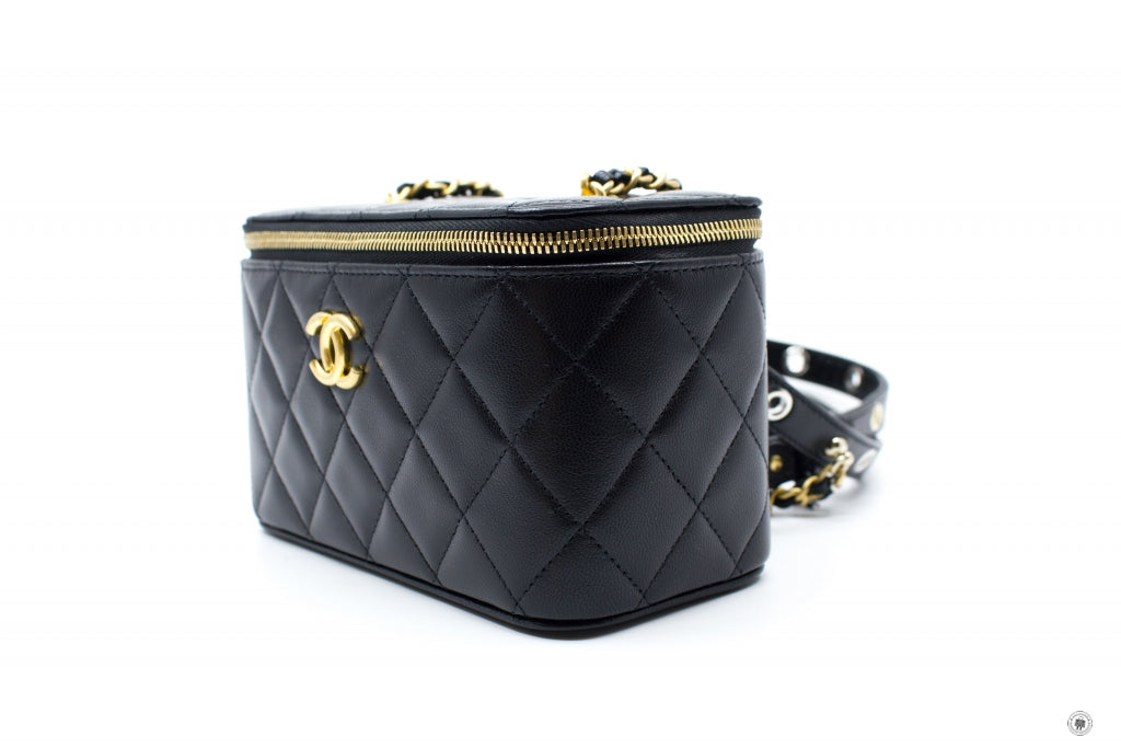 Chanel APB Vanity With Gold And Silver Chain Black /  Lambskin Shoulder Bags Shw