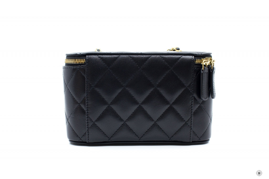 Chanel AP2550B07242 Vanity With Gold And Silver Chain Black   94305 Lambskin Shoulder Bags Shw