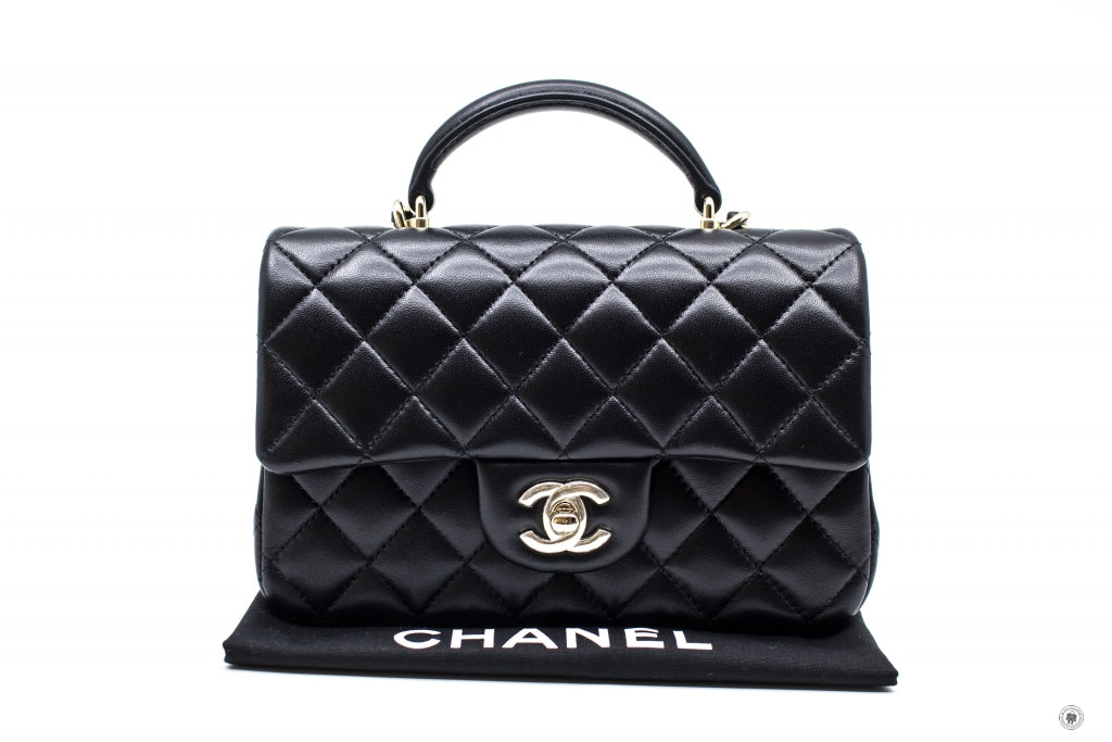 Chanel AS2431B06660 Mini Flap Bag With Top Handle Black   94305 Lambskin Shoulder Bags Ghw