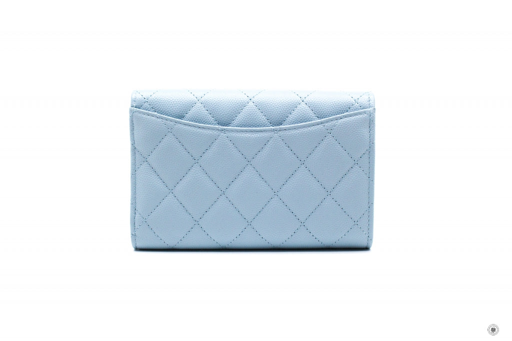 Chanel APY Classic Flap Wallet Baby Blue / NG Caviar Short Wallet Shw