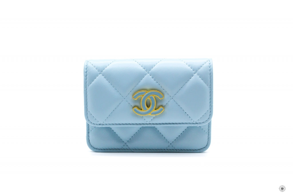 Chanel AP2637B07570 Belt Bag With CC Enamel Logo Baby Blue   NG752 Calfskin Belt Bag Gbhw