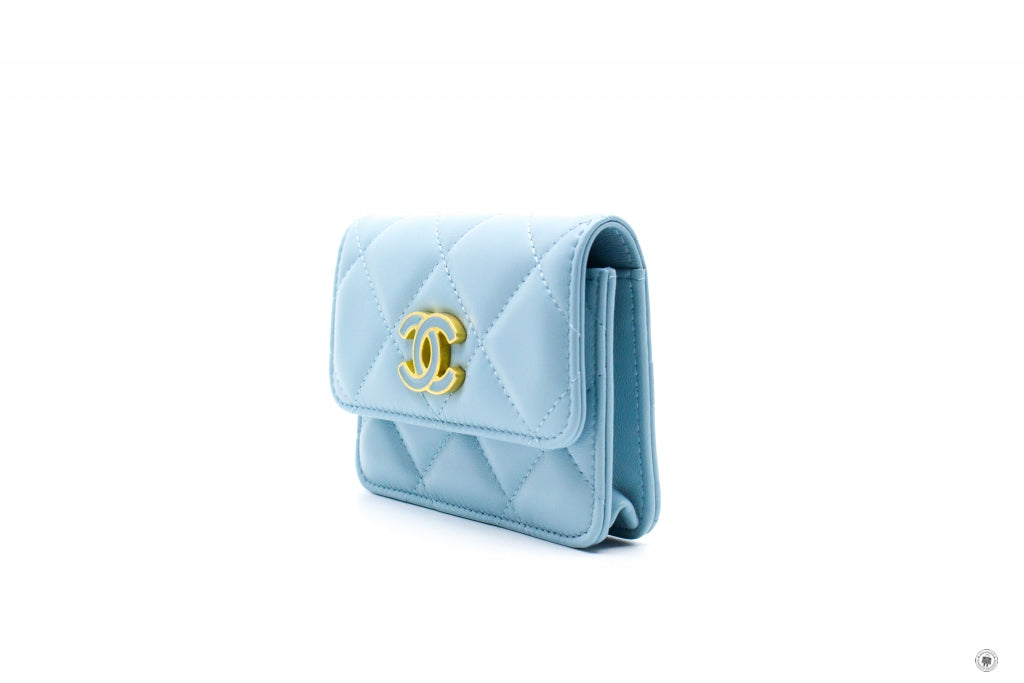 Chanel AP2637B07570 Belt Bag With CC Enamel Logo Baby Blue   NG752 Calfskin Belt Bag Gbhw