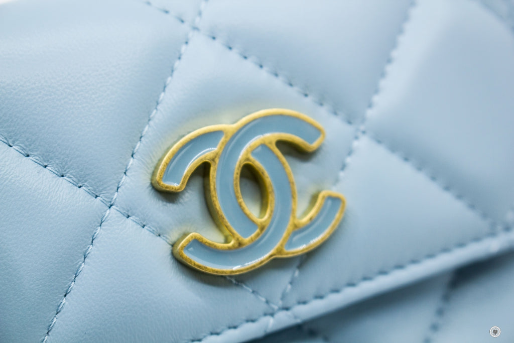 Chanel AP2637B07570 Belt Bag With CC Enamel Logo Baby Blue   NG752 Calfskin Belt Bag Gbhw