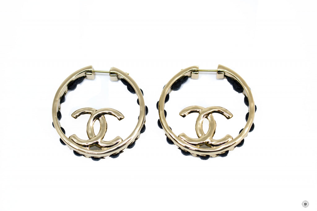 Chanel AB B CC With Woven Chain Details Round  Gold / NH Metal CM X CM Earrings