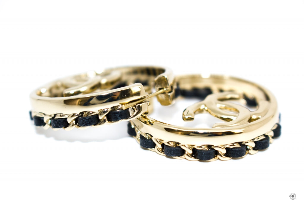 Chanel AB B CC With Woven Chain Details Round  Gold / NH Metal CM X CM Earrings