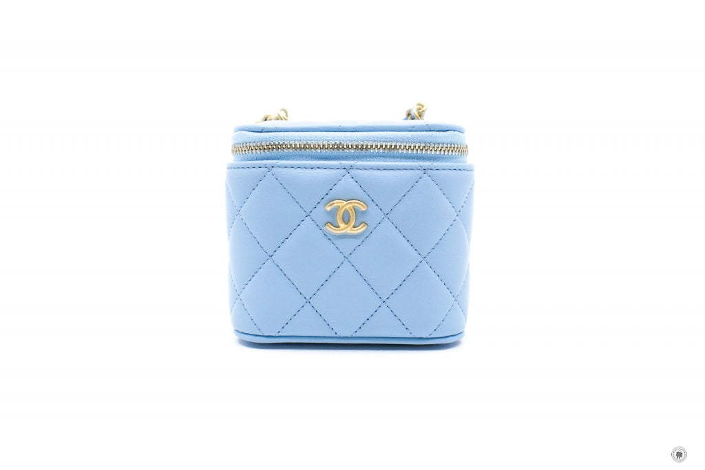 Chanel AP1447B08034 Small Vanity With Chain Crush Light Blue   NH626 Lambskin Shoulder Bags Gbhw