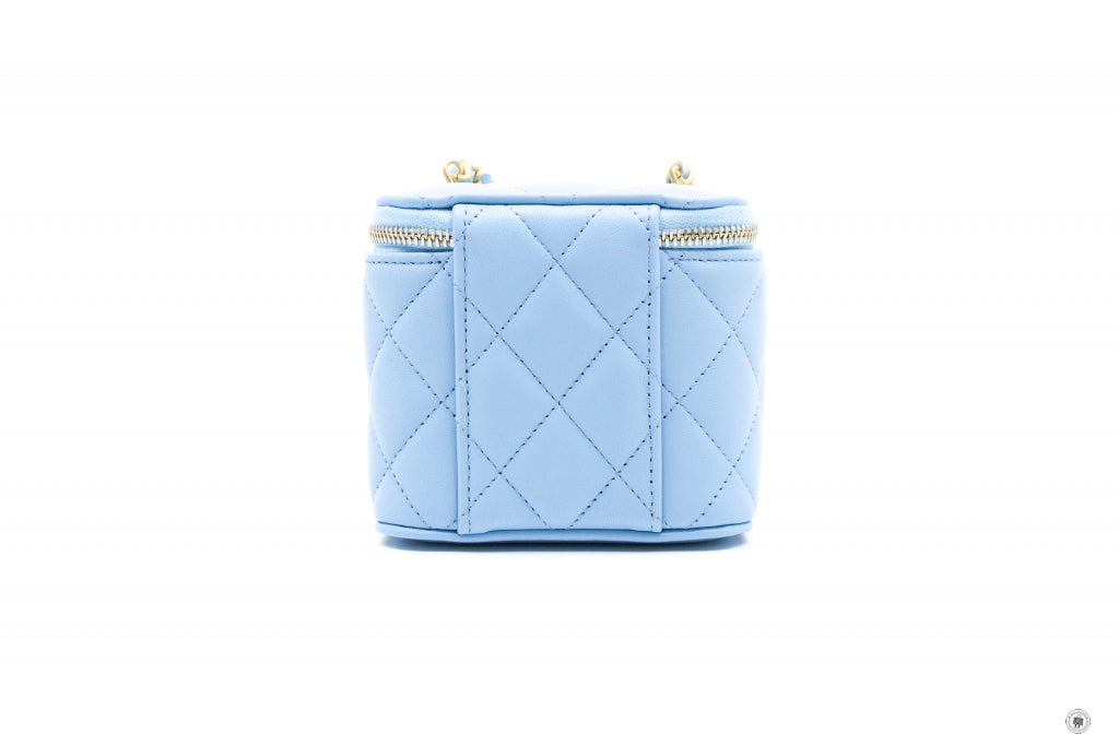 Chanel AP1447B08034 Small Vanity With Chain Crush Light Blue   NH626 Lambskin Shoulder Bags Gbhw