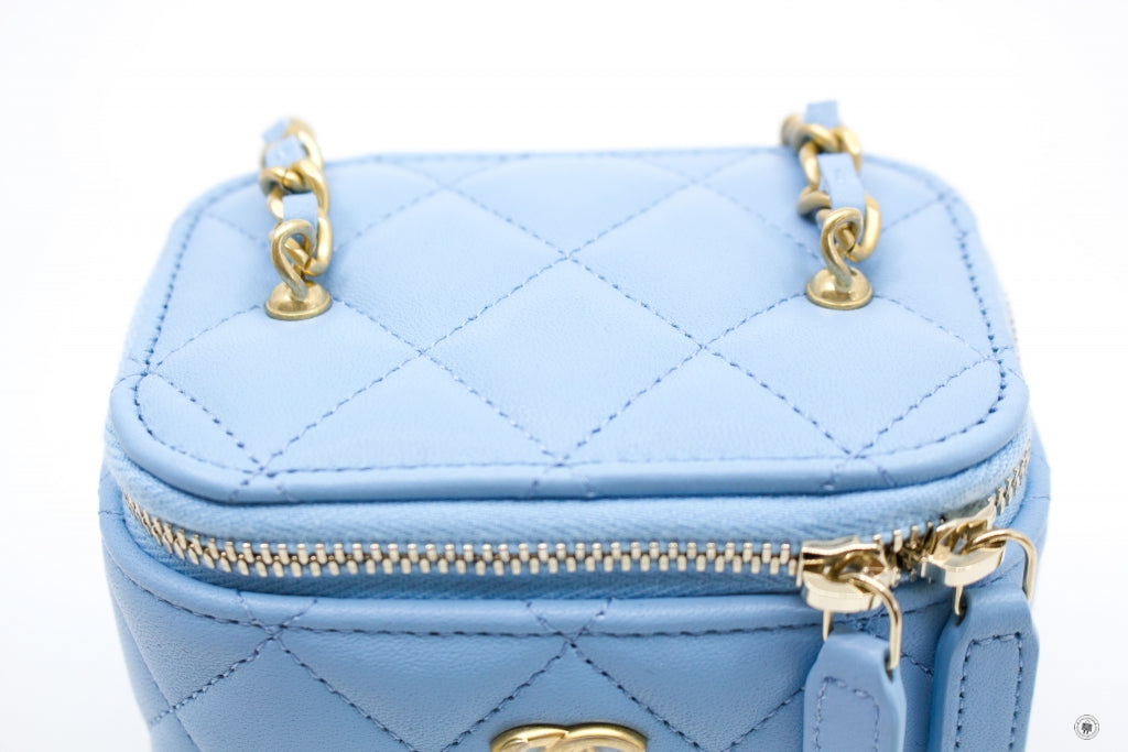 Chanel AP1447B08034 Small Vanity With Chain Light Blue   NH626 Lambskin Shoulder Bags Gbhw