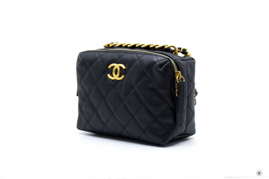 Chanel ASB Mini Bowling Bag  Black /  Calfskin Shoulder Bags Gbhw