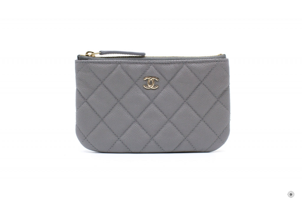 Chanel A Y  Classic Mini Pouch NJ / Grey Caviar Shoulder Bags Pbhw