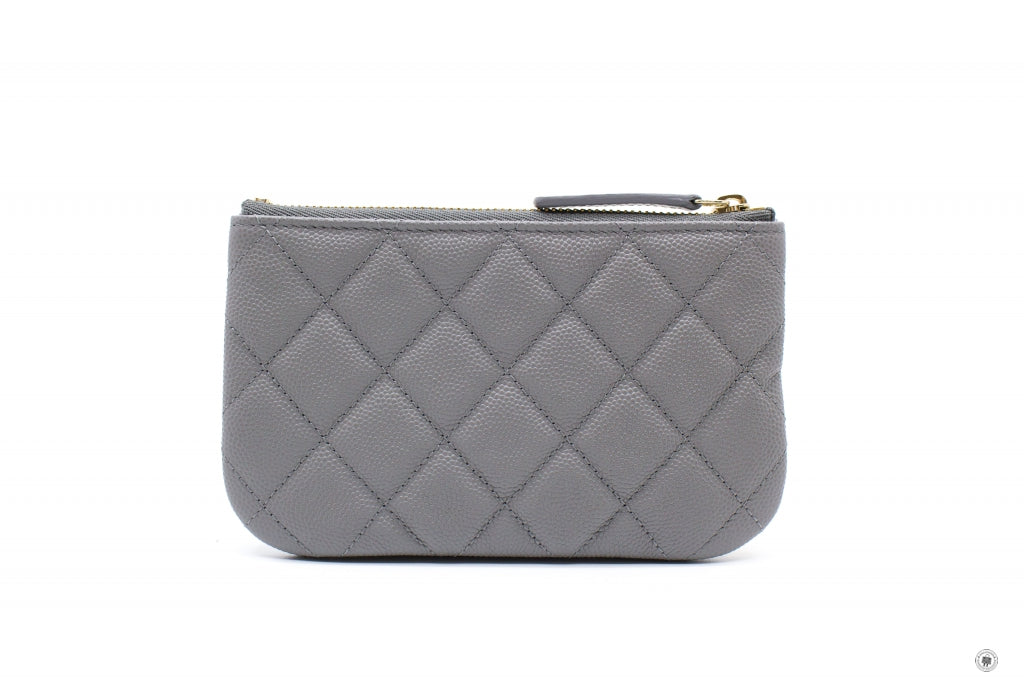 Chanel A Y  Classic Mini Pouch NJ / Grey Caviar Shoulder Bags Pbhw
