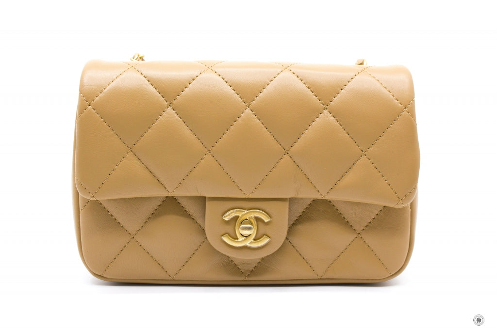 Chanel AS3457 B08840  Mini Flap Bag With Heart Charms BJ523   Beige Lambskin Shoulder Bags Gbhw
