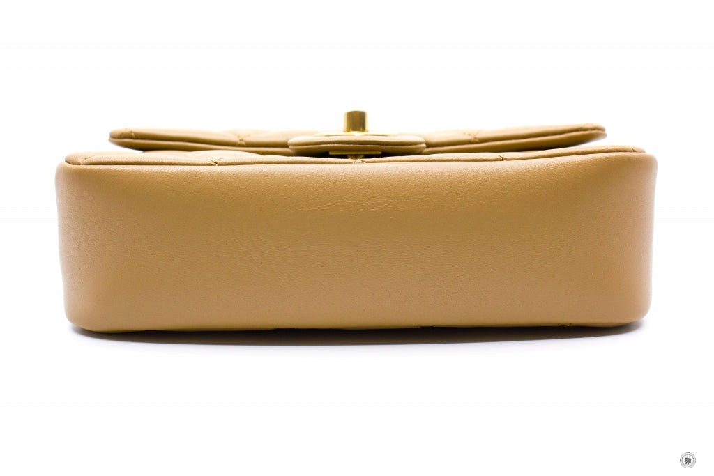 Chanel AS3457 B08840  Mini Flap Bag With Heart Charms BJ523   Beige Lambskin Shoulder Bags Gbhw