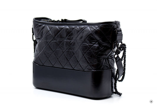 Chanel A93824 B01935 Gabrielle Hobo Medium SO Black  Black   94305  Lambskin Shoulder Bags Bkhw