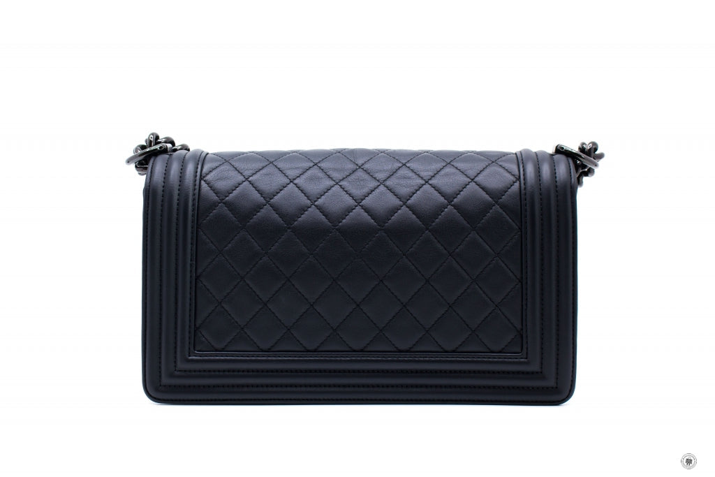 Chanel A Medium Boy Black /  Calfskin Shoulder Bags Bkhw