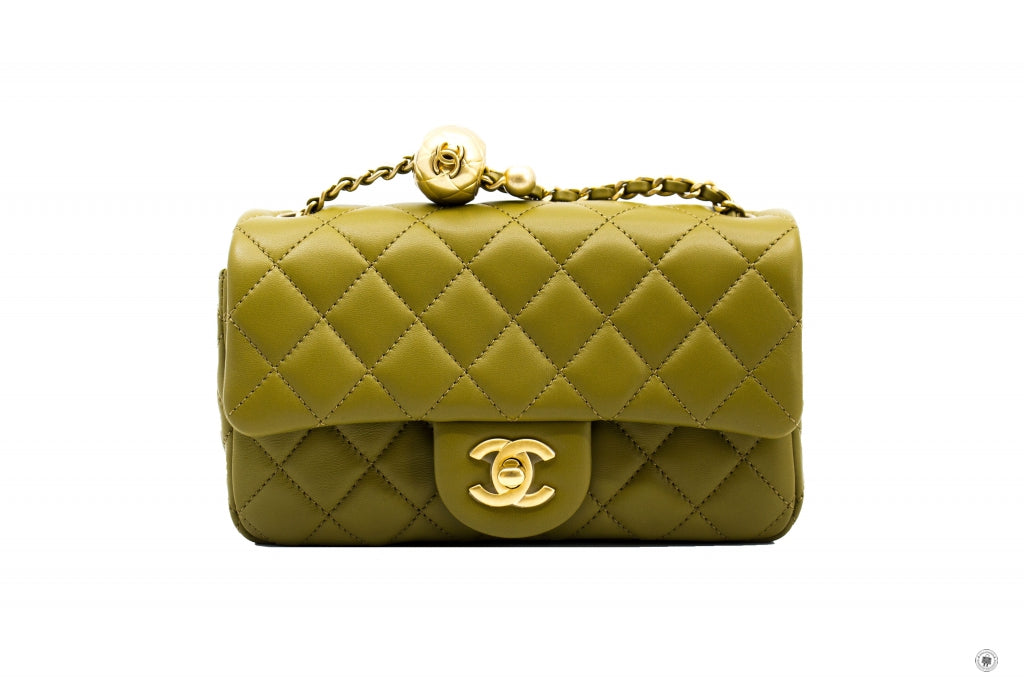 Chanel AS B Mini Flap Bag Crush Avocado / NJ Lambskin Shoulder Bags Gbhw