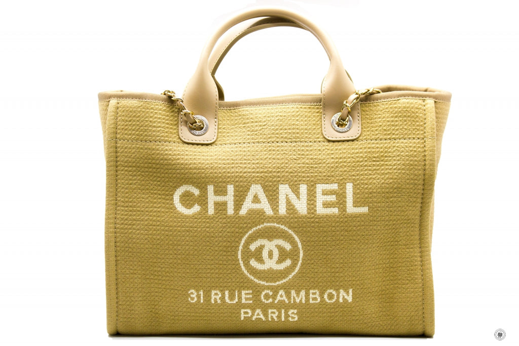 Chanel AS3351 B08435 NI687 Deauville Medium Shopping Bag Beige   NI687 Fabric Tote Bag Pbhw