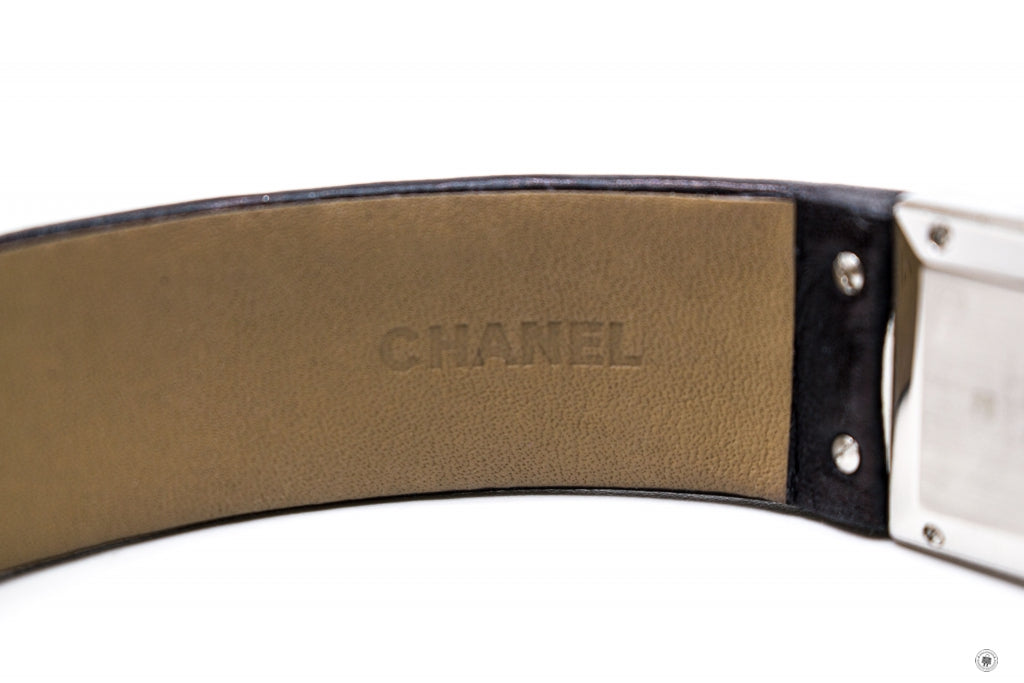 Chanel Boy-friend Acier Etanche M Quartz With Diamonds Black Leather Circumference  CM Watches Shw