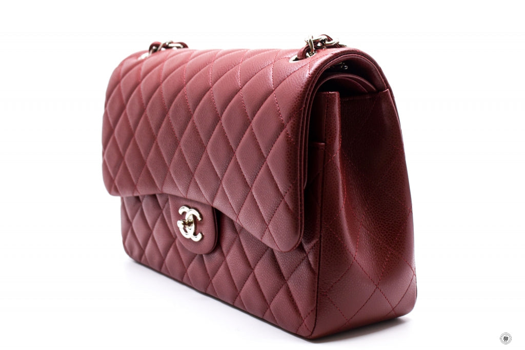 Chanel A58600 Classic CC Red Caviar Jumbo Shoulder Bags Shw