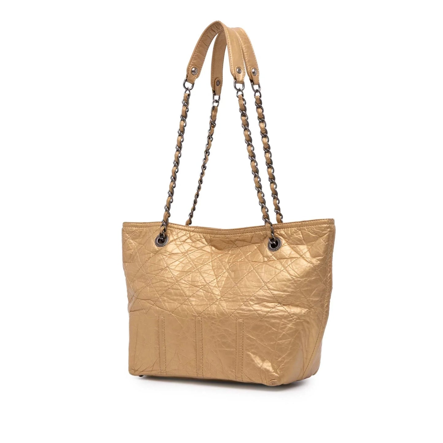 Gold Chanel Distressed Calfskin Shopping In Moscow Tote