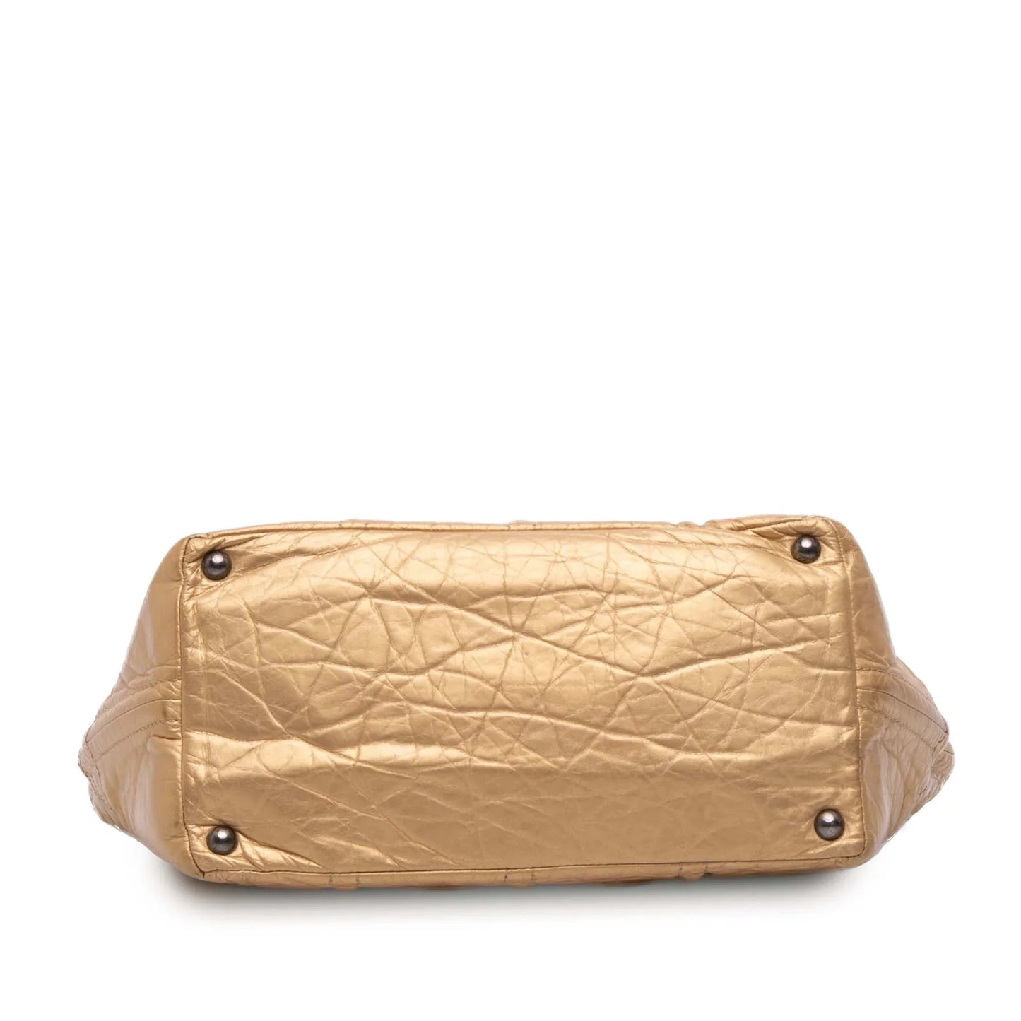 Gold Chanel Distressed Calfskin Shopping In Moscow Tote