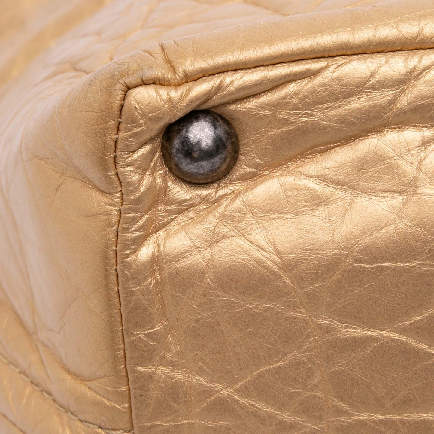 Gold Chanel Distressed Calfskin Shopping In Moscow Tote