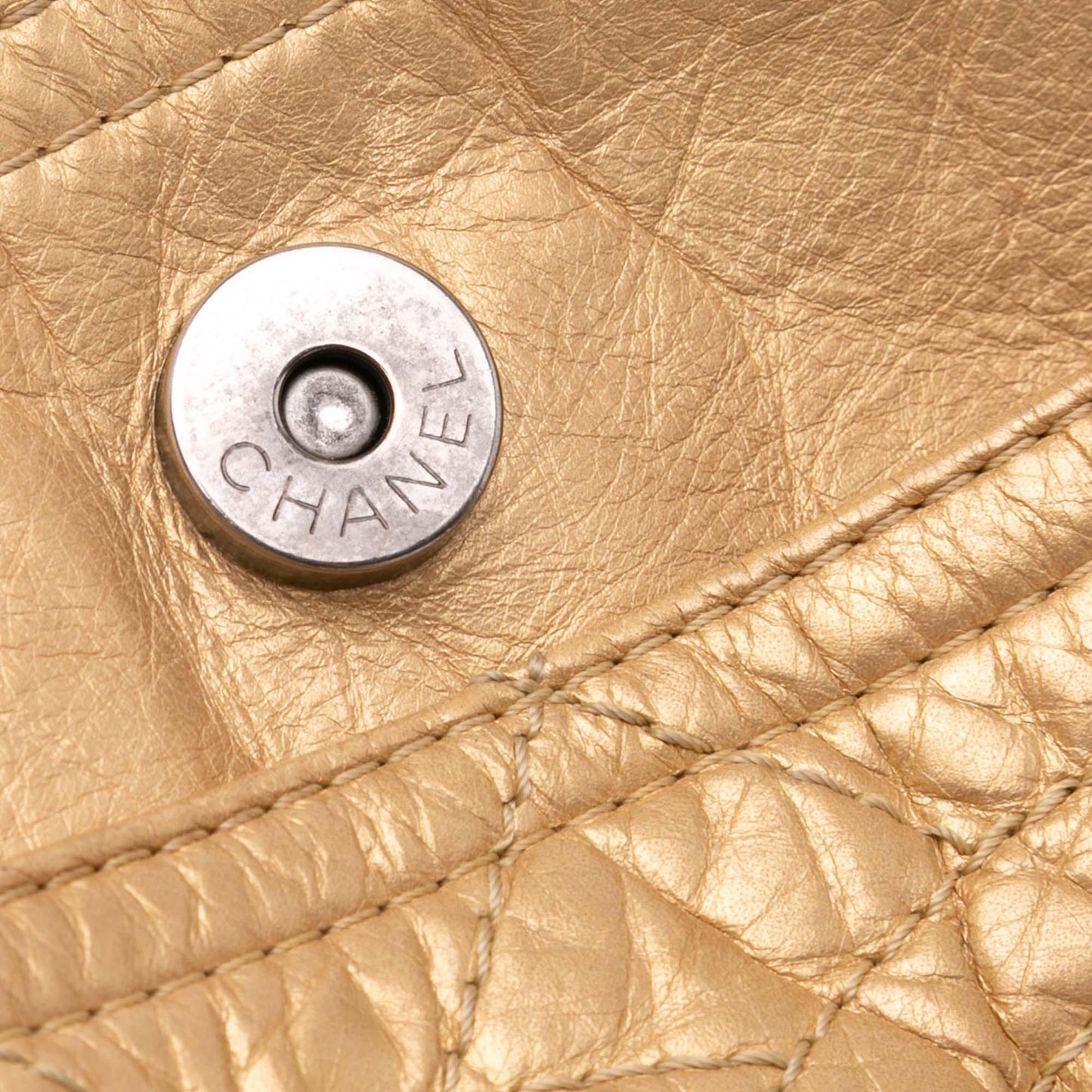 Gold Chanel Distressed Calfskin Shopping In Moscow Tote