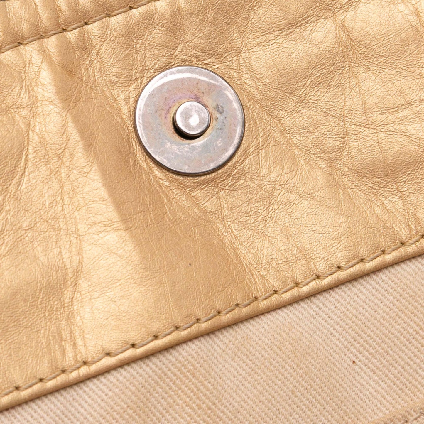 Gold Chanel Distressed Calfskin Shopping In Moscow Tote