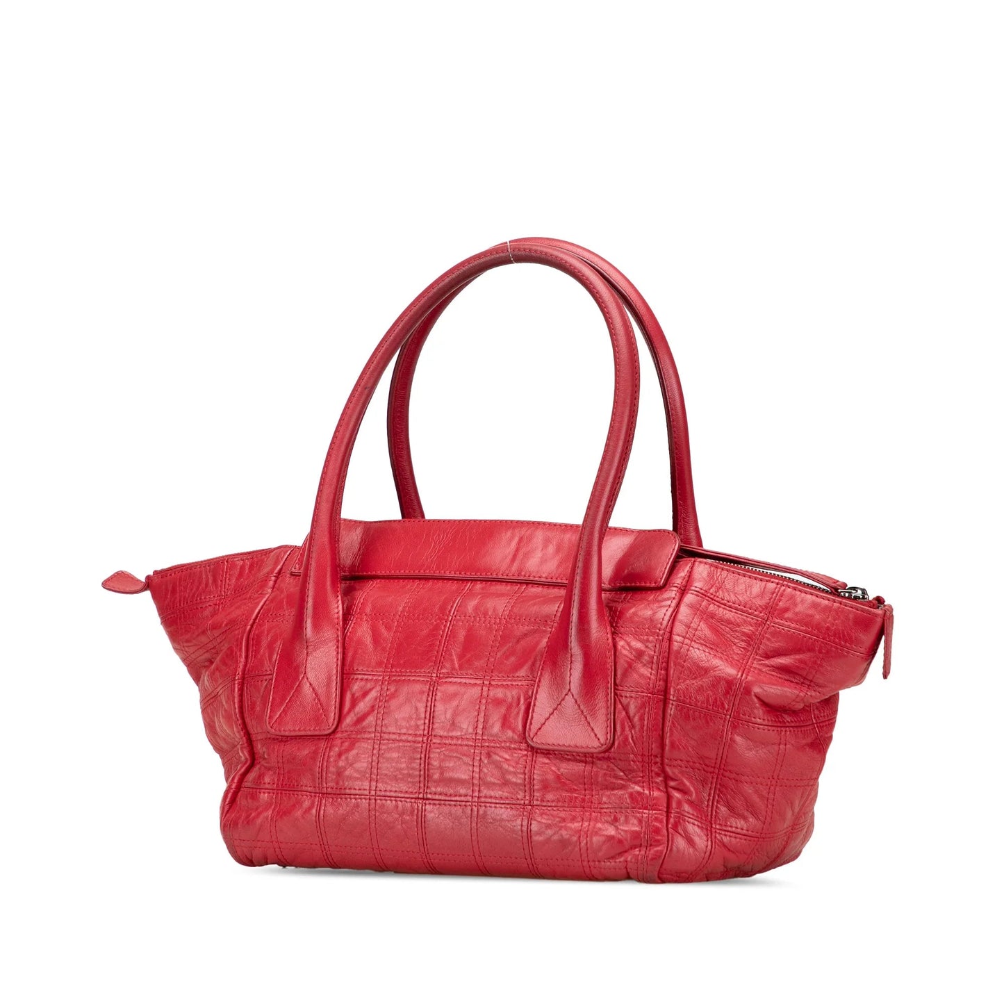 Red Chanel Lambskin Square Stitched Lax Handbag