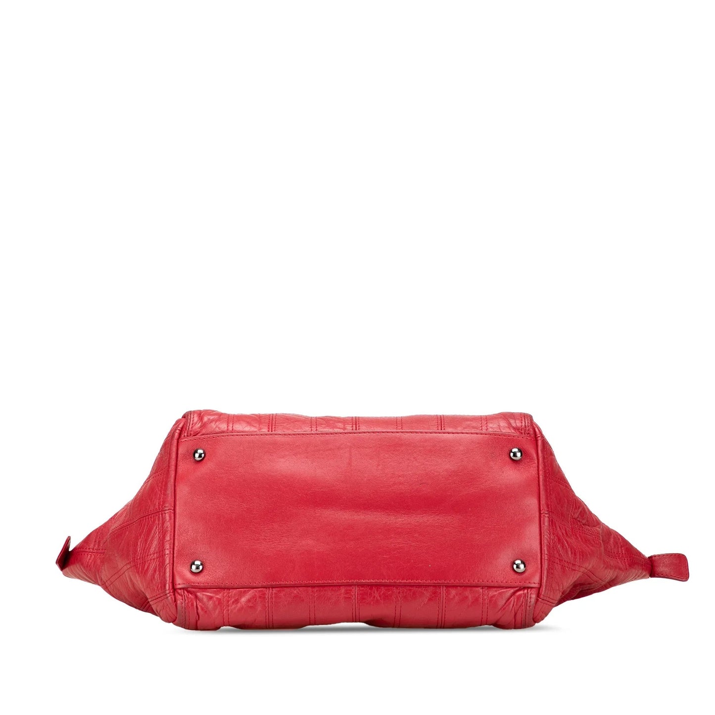Red Chanel Lambskin Square Stitched Lax Handbag