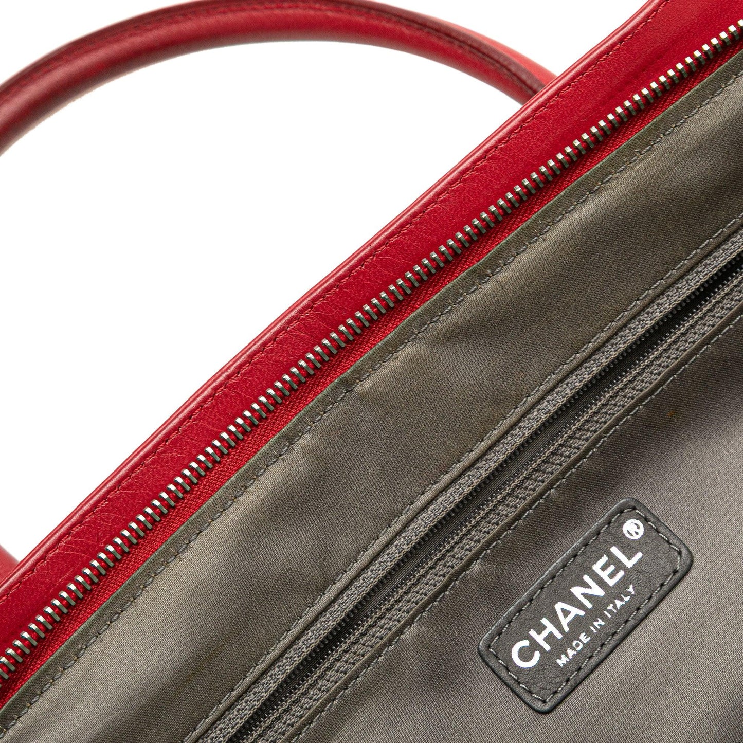 Red Chanel Lambskin Square Stitched Lax Handbag