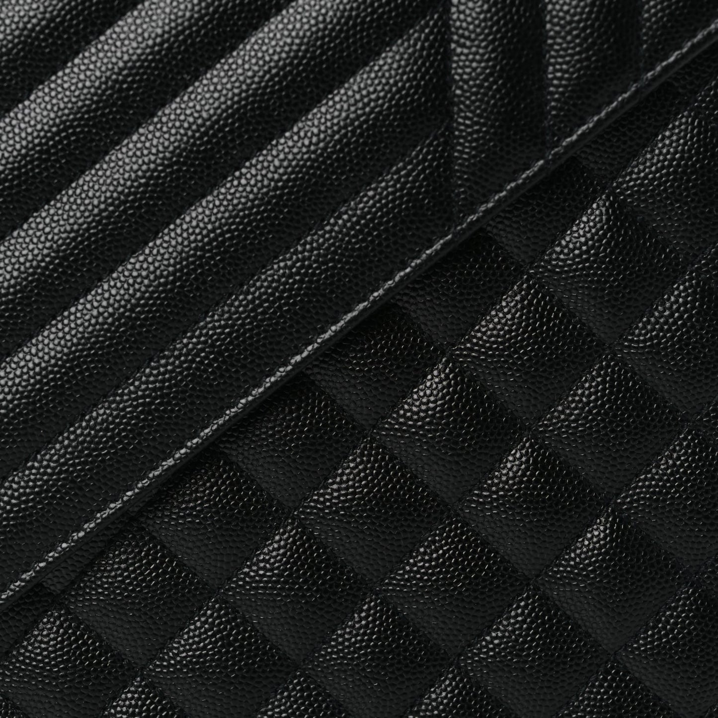 Saint Laurent Grain De Poudre Textured Mixed Matelasse Large Triquilt Monogram Monochrome Satchel Black