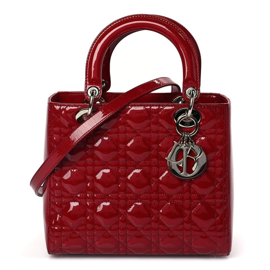 Christian Dior Patent Cannage Medium Lady Dior Red