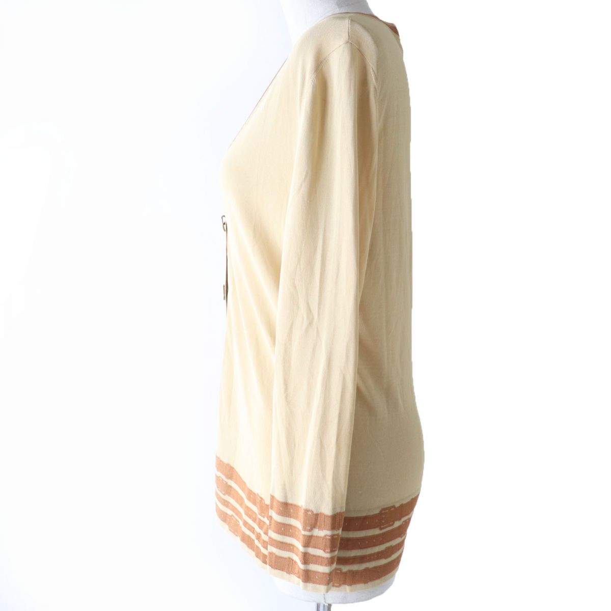 HERMES cardigan Main: 100% rayon Beige x brown Women 40  d