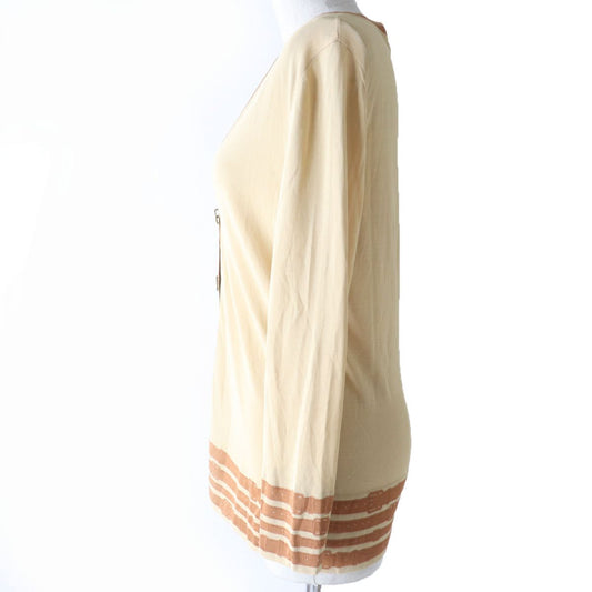 HERMES cardigan Main: 100% rayon Beige x brown Women 40  d