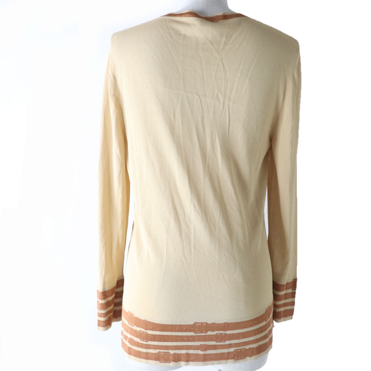 HERMES cardigan Main: 100% rayon Beige x brown Women 40  d