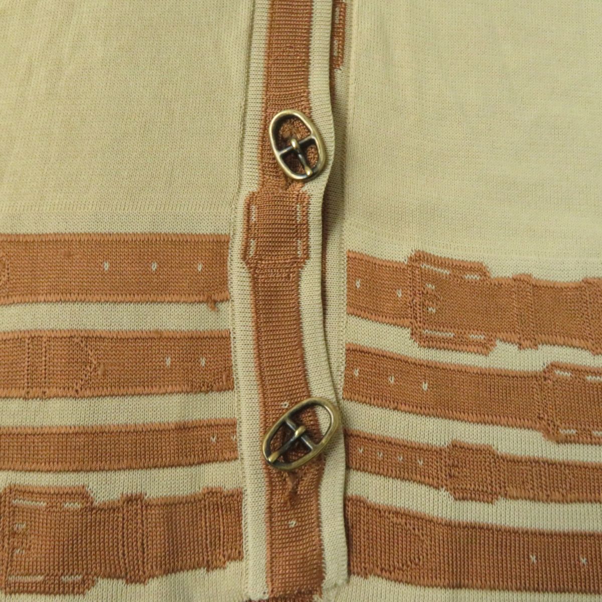 HERMES cardigan Main: 100% rayon Beige x brown Women 40  d