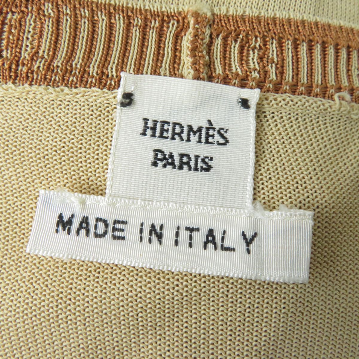 HERMES cardigan Main: 100% rayon Beige x brown Women 40  d