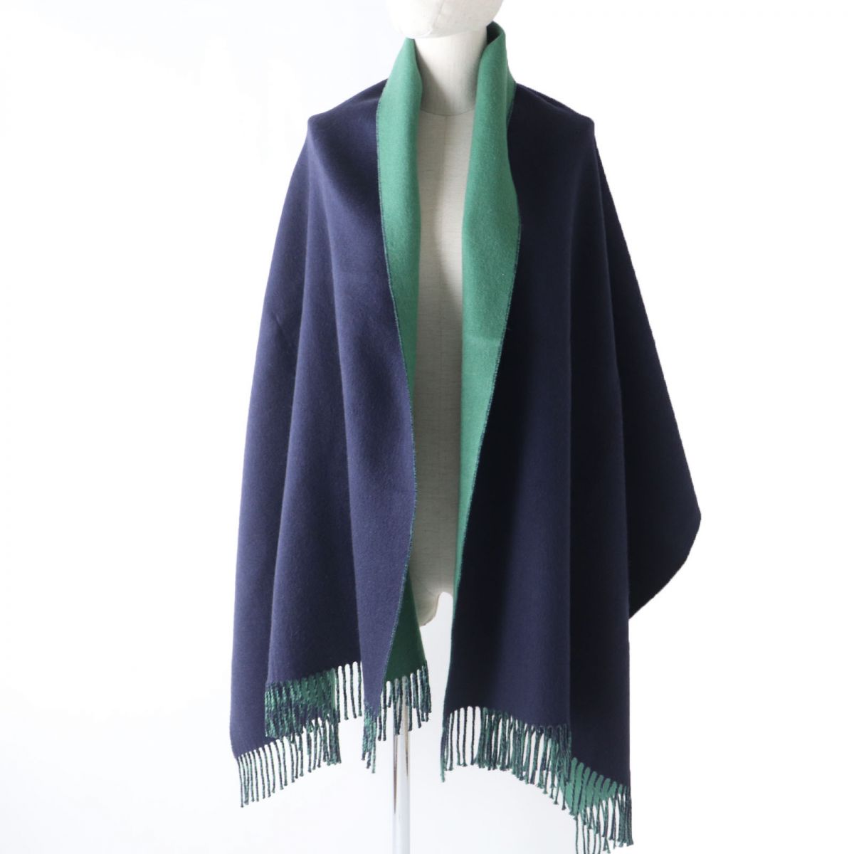 HERMES Stall Main: 100% cashmere Navy x green Women  d