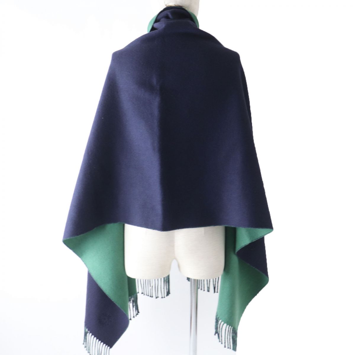 HERMES Stall Main: 100% cashmere Navy x green Women  d