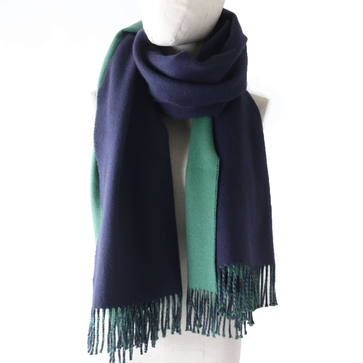 HERMES Stall Main: 100% cashmere Navy x green Women  d