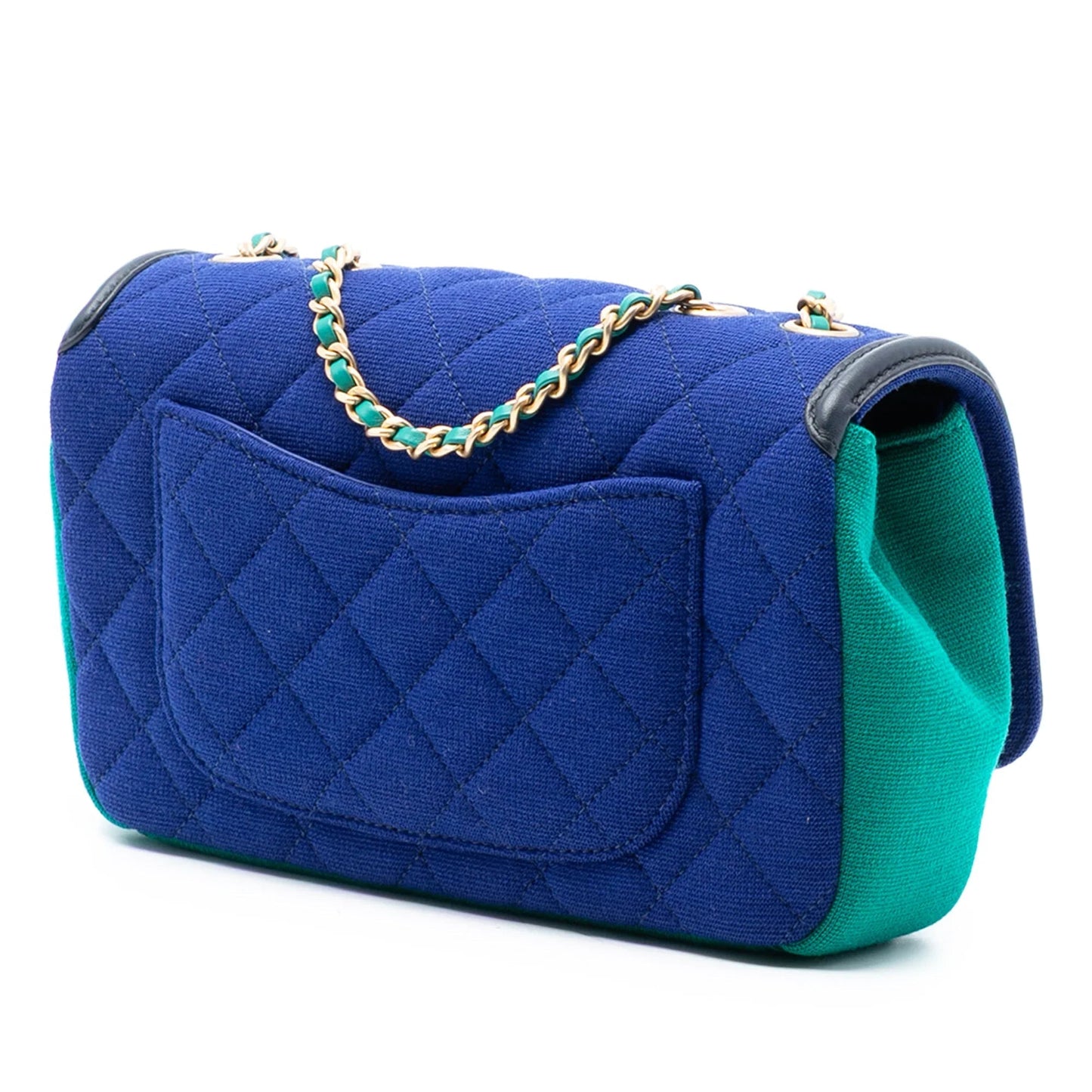 Blue Chanel Small Jersey CC Filigree Flap Crossbody Bag