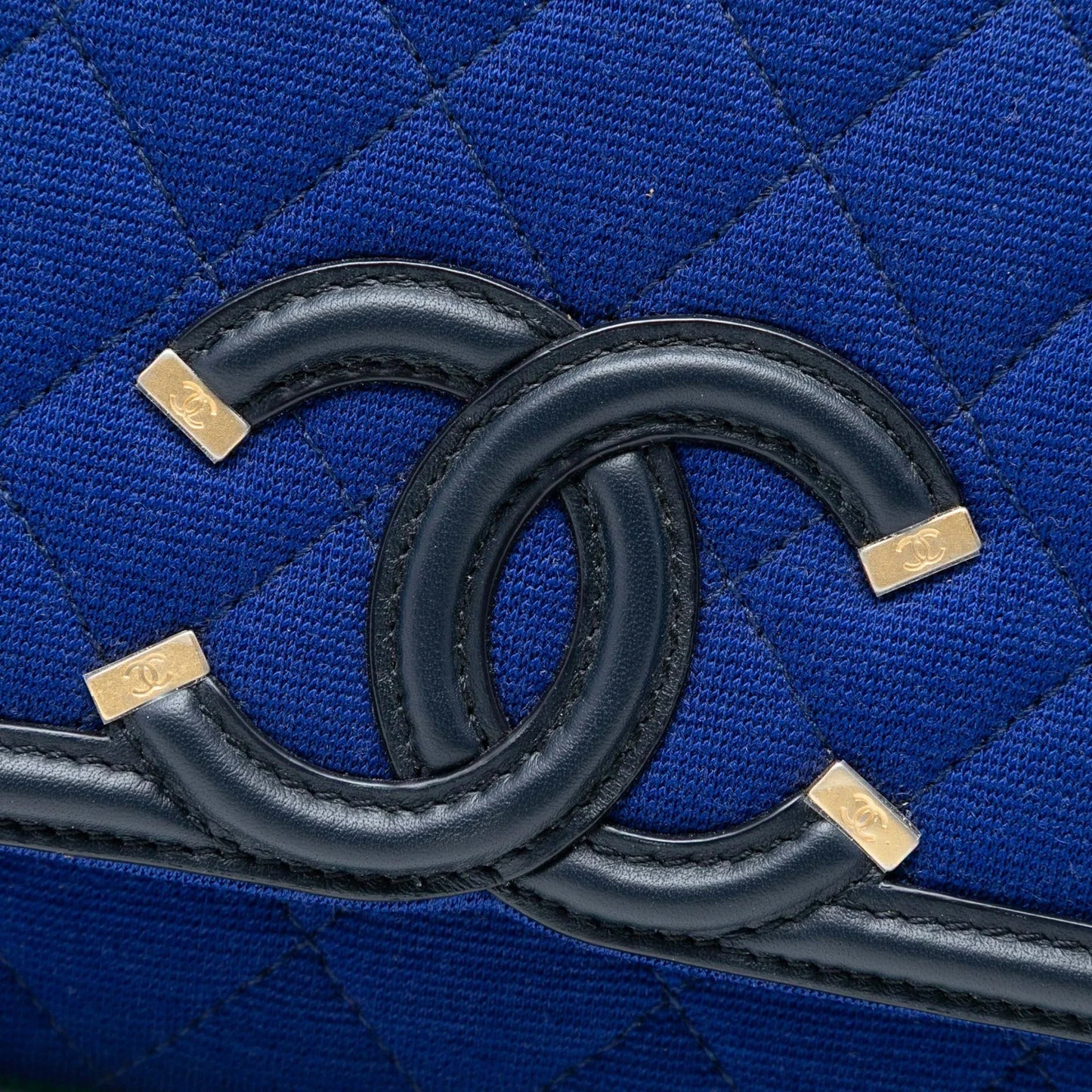 Blue Chanel Small Jersey CC Filigree Flap Crossbody Bag